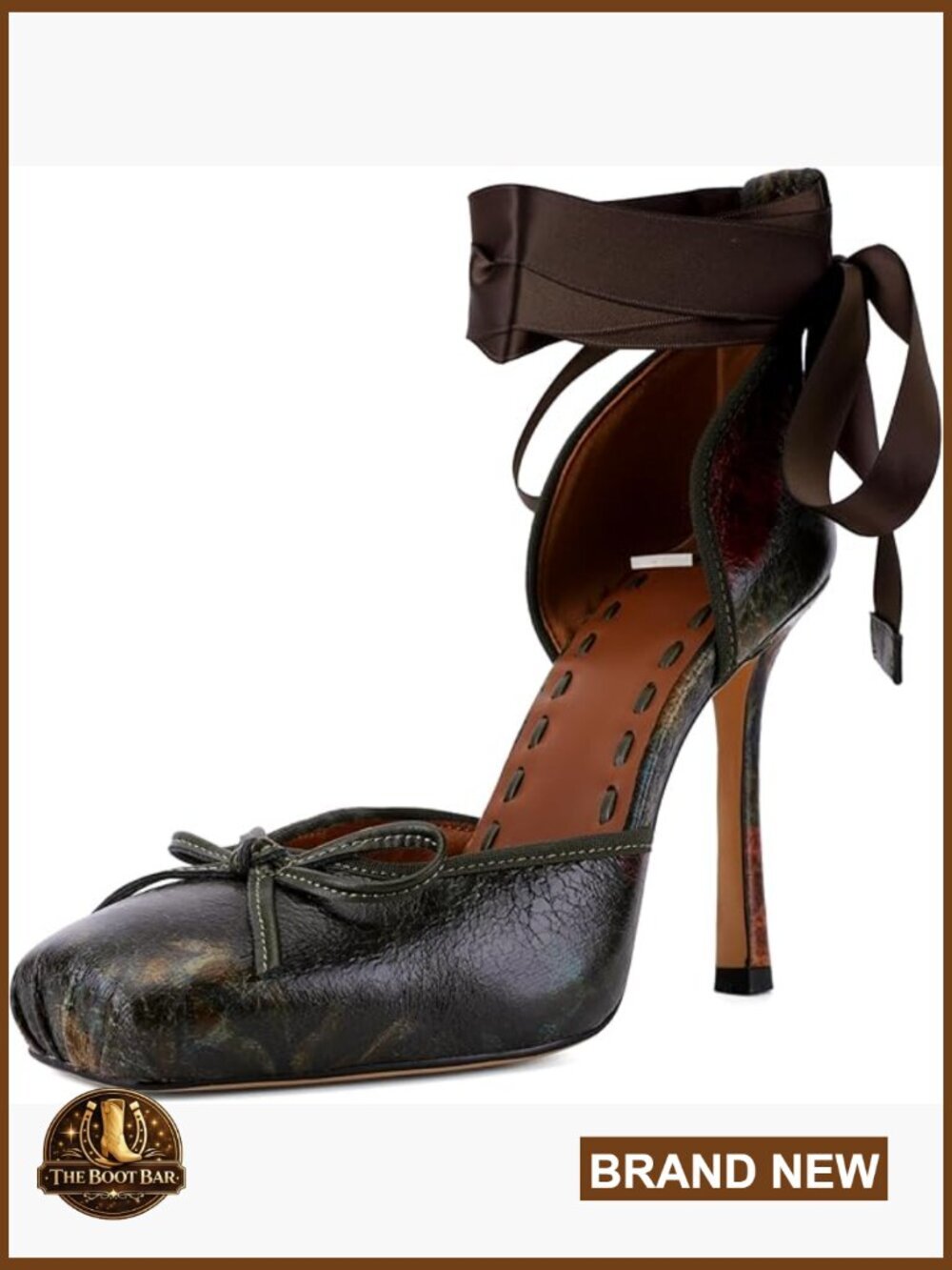 Satin Ballet Heels with Ribbon Lace-Up, Square Toe Stiletto Mary Jane Pumps